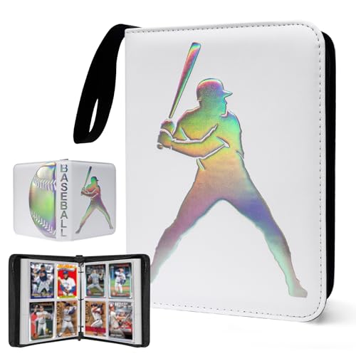 400 Pockets Baseball Card Binder, Laser Silver Hot Stamping Cover,W633 - color: Dazzling Baseball-400