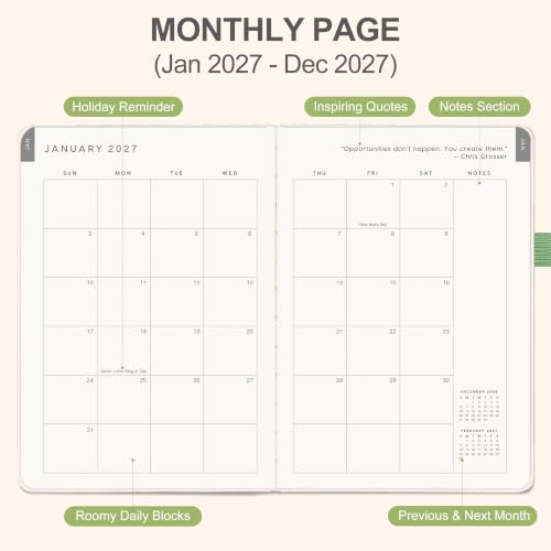 &And Per Se 2027 Planner, 12-Month Monthly & Weekly, 2027 Calendar Planner with 100gsm Paper, A5 Hardcover Faux Leather, 5.7" x 8" (Botanical Floral) - color: Botanical Floral, size: 5.7" x 8"(Jan 2027-Dec 2027)