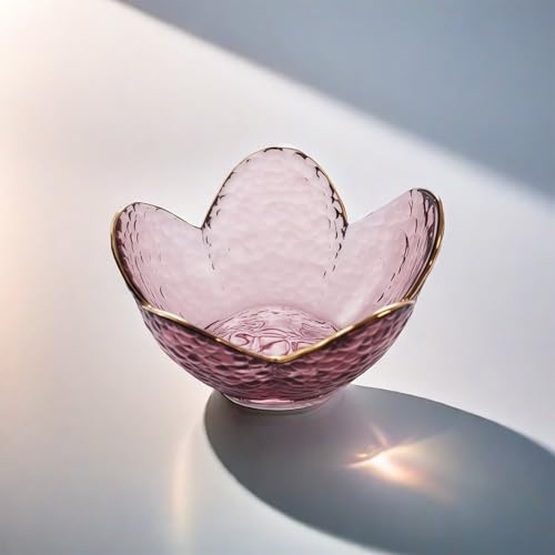 Small Purple Flower Jewelry Dish, Glass Jewelry Ring Tray Trinket Bowl, Nightstand Decor Ring Holder for Women, Wedding, Birthday, Mother's Day Gifts for Women - color: Purple
