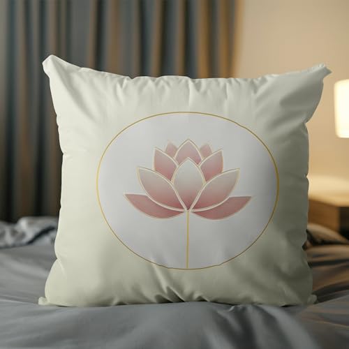 Lotus Pillow Cover 18 x 18 Inches, Zen Yoga Room Decor - color: Blush Lotus