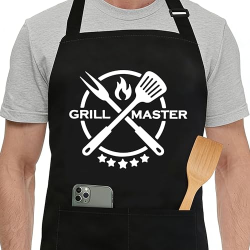 Funny Black Apron with Pockets for Man,Dad,Husband,Father in Law,Chef Daddy Women Grilling Apron BBQ Cooking Gifts - color: Apron-10