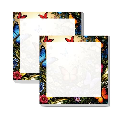 Sticky Notes 3x3 Inches, Cute Self-Stick Note Pads, Funny Memo Pads, Easy to Post Sticky Notes for Office, Home & Notebook Cute Colorful Butterfly - color: Cute Colorful Butterfly