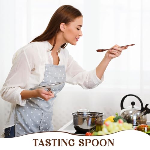 4 Pcs Wooden Tasting Spoons Long Handle 13 x 1.6 Inch for Cooking - size: 13 x 1.6 Inch