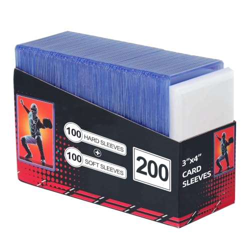 200 Card Sleeves Hard Plastic, 3"X4" Card Protectors, Baseball Card Sleeves - size: 100 Hard+100 Soft Sleeves