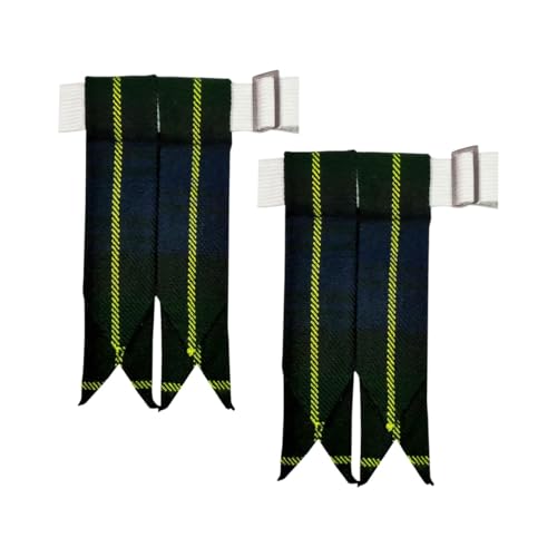 Men's Men's Tartans Kilt Flashes with Heavy Buckle Elastic Adjusters Fit - color: Gorgon