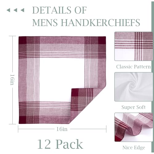 PEASUG Handkerchiefs for Men, 16x16 Inch 100% Pocket Square