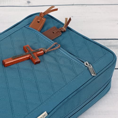FINDCOZY Bible Cover for Women, Large Carrying Case for Regular Bible - color: Lake-Blue, size: Large