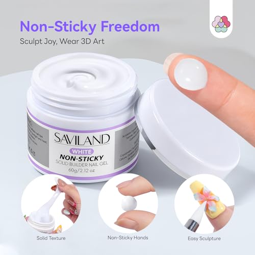 SAVILAND 60 g Solid Builder Nail Gel Kit Non Sticky, White - size: 60g- white