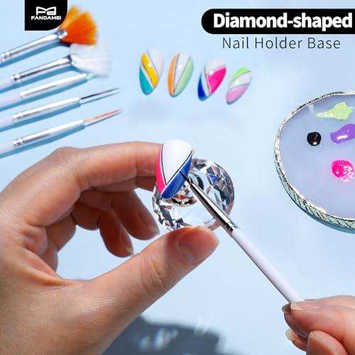 FANDAMEI Nail Art Kit With Nail Stand, Nail Art Tools, Nail Design Tools, Nail Brush, Nail Holder For Painting Nails, Nail Art Brushes, Nail Dotting Tool, Nail Tools For Nail Art, White - color: White