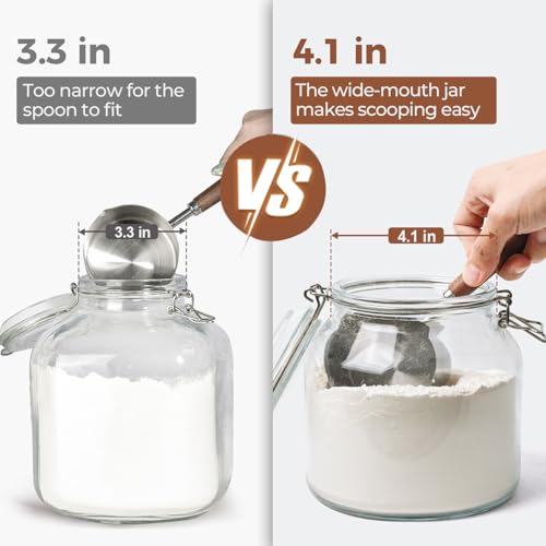 ComSaf Glass Pantry Jars with Airtight Lids 74 oz 2 Pack Large Wide Mouth - size: 74 fl oz x 2 - Wide Mouth