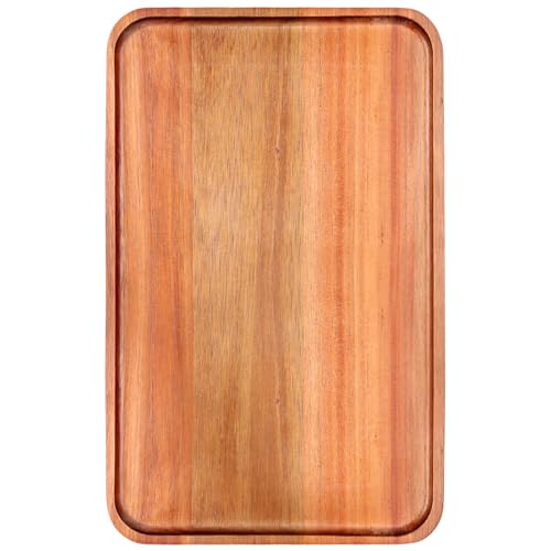 16" X 10" Large Wooden Serving Trays Acacia Wood Charcuterie Boards Rectangular Serving Platters for Cookie, Dessert, Party Food Dish Snack Appetizer Plates Kitchen Platter Tray Cheese Board - size: 16" × 10" × 0.8"