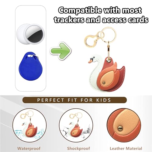 BORKUANA PU Leather Keychain holder Protective Case Compatible with AirTag - color: Swan Orange