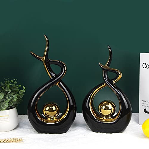 Norrclp Home Decor Modern Abstract Art Ceramic Statue Table Decorations - color: Black and Gold, size: Small
