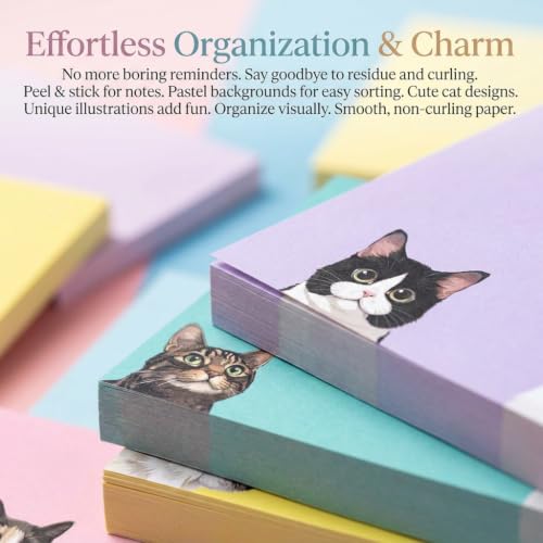 9 Pads Cute Cat Sticky Notes 3X3 Funny Post it Notes Notepads - color: Cat