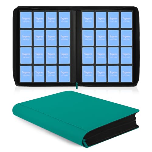 16 Pocket Zip Card Binder, 1024 Pockets Trading Card Binder with Side Loading Pockets, Water-Resistant Diamond-Textured Cover, Large 16 Slot Card Binder for TCG & Sports Cards - color: Teal Green, size: 16-Pocket