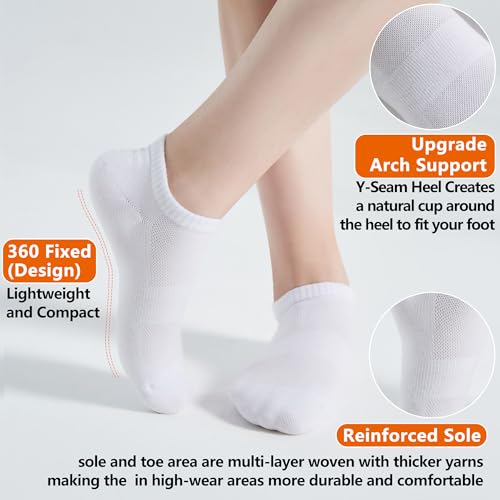 ATBITER 12 Pairs Ankle Socks Womens/Men Thin Low Cut No Show Athletic Socks - color: 12 Pairs White, size: Medium