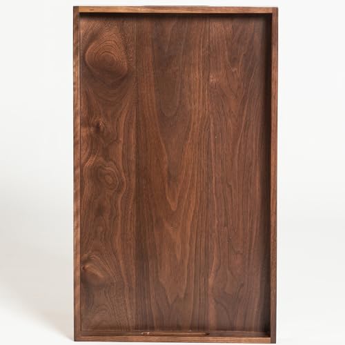 20"x12" Medium Black Walnut Wood Ottoman Tray with Handle - size: 20" x 12" x 2"