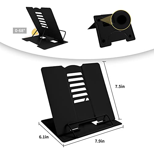 Camelmother Metal Book Holder Adjustable Book Stand for Reading - color: Full Black