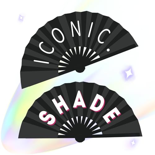 3 Pack Large Hand Fan Bamboo Folding Rave Fan Handheld Chinese Shade Iconic Fan for Festival Parade Halloween Christmas Party Performance Decoration 13 inch