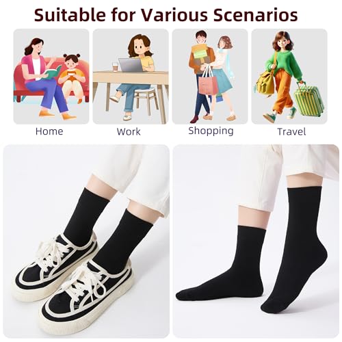 Corlap Women's Thin Above Ankle Socks-6Pairs Cotton Bootie Dress Crew Socks - color: 6 Pairs 3black+3grey, size: 6-9