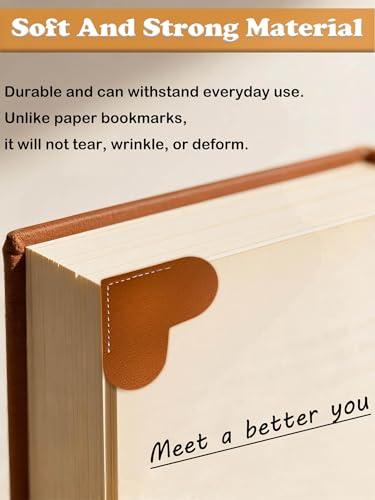 ZONICE Leather Heart Corner Bookmarks for Women, 6-Pack