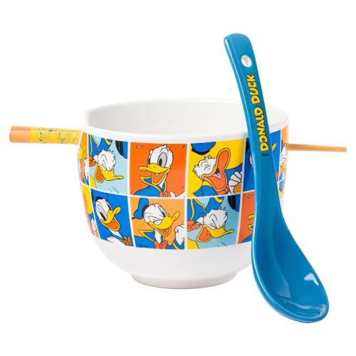 Silver Buffalo Disney Donald Duck, Ramen Bowl with Chopsticks, 20oz - color: Donald Duck Spoon, size: 20 Ounces (With Spoon)