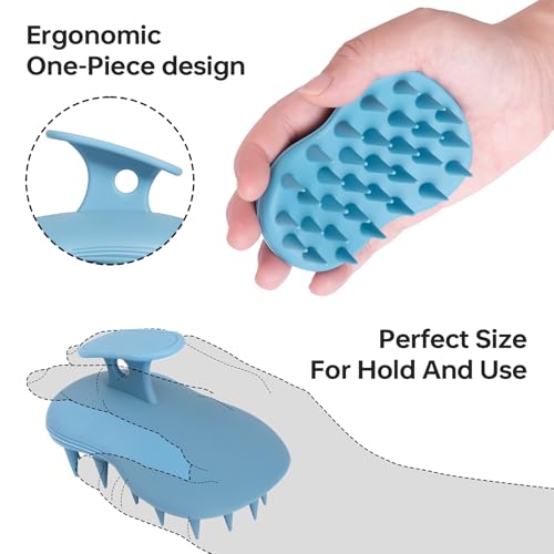2pcs Shampoo Brush Hair Scalp Massager,100% Silicone Scalp Scrubber,Scalp Exfoliator for Stress Relax Hair Growth(Blue+Orange) - color: Blue+orange