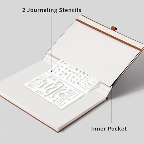 RETTACY Dotted Journal Notebook, 96 Pages, A4 Large Size (8.5'' x 11'') - color: Brown, style: Dotted
