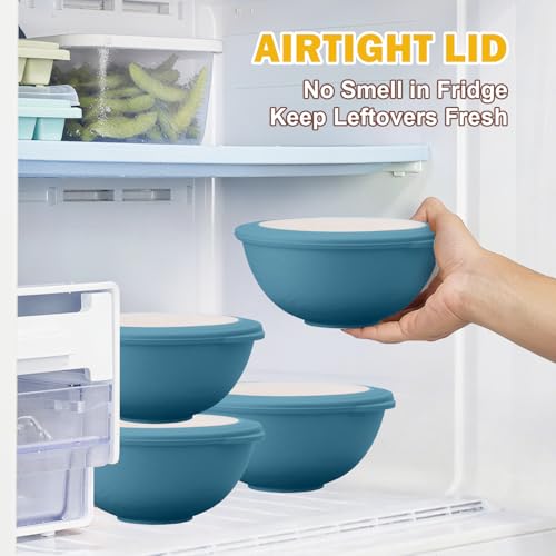 40OZ Wheat Straw Bowls Set with Lids, Camping Bowls with Lids,Blue - color: Blue, size: 40 OZ with Lid
