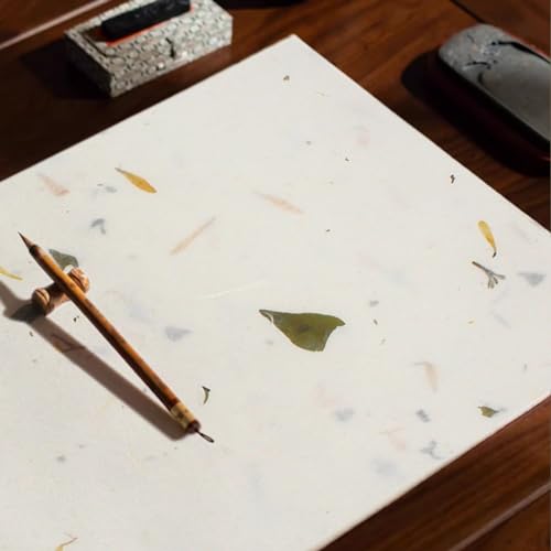 Benvo 50 Sheets A4 Natural Mulberry Paper Visible Leaves Fiber Rice Paper Printable Decoupage Tissue Paper Sheets for Writing, Painting, Card Making, DIY Crafts(8.3x11.7in, Semi Transparent Off White) - color: semi transparent