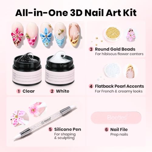 Beetles 3D Gel Nail Art Clear & White, 2 Pcs 3D Sculpting Gel for Nail Art - color: G-Multicolor-2