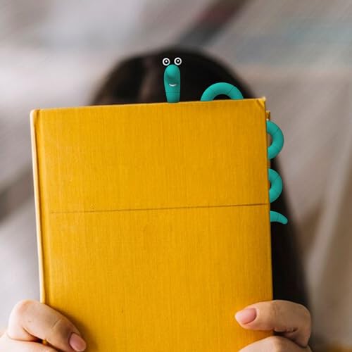Funny Bookworm Clip Bookmarks for Kids - Turquoise - color: Turquoise