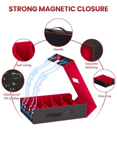 Gomyrod 5 Row 4200+ Trading Card Storage Box with Commander Display - color: Black/Red, size: 4200+