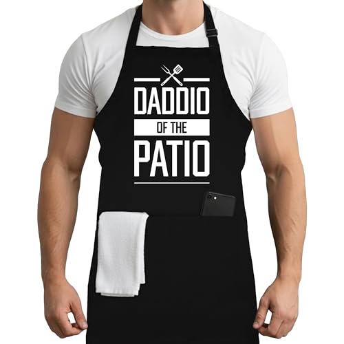 Adult Cooking Apron | May The Forks Be With You | BBQ Grill or Chef Apron with Pockets | Fun Grilling Accessories - color: Black - Daddio Patio, size: Regular - 28”L x 24”W