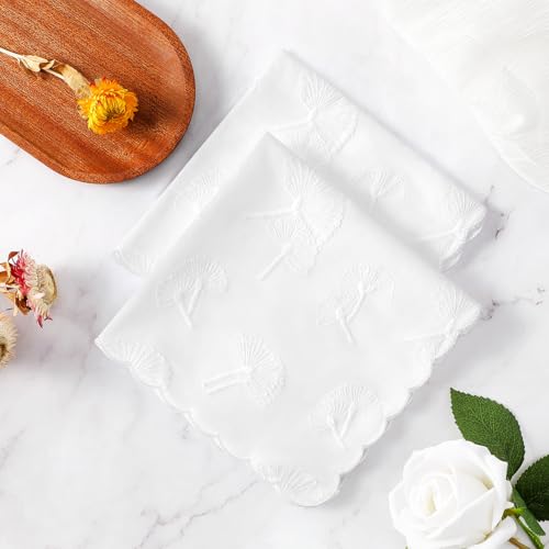 Handkerchiefs for Women Soft Cotton,Dainty Embroidered Womens Handkerchiefs - color: White