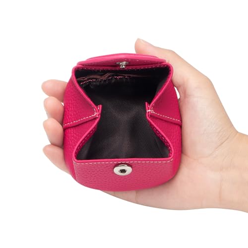 Royal Bagger Genuine Cowhide Leather Coin Purse for Women, Lychee Pattern Mini Change Pouch with Buckle Closure, Compact Accessory Bag 1603 (Black 1604) - color: Black 1604