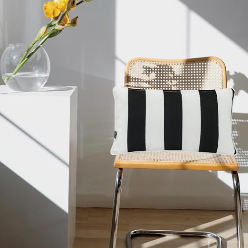 Outdoor Lumbar Pillow Covers 12X20 Inch, No Insert-Black White Stripe - color: Black White Stripe, size: 20"L x 12"W