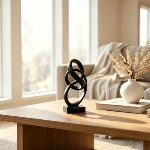 10" Modern Abstract Ribbon Decorative Sculpture, Knot Sculptures,Home Decor,Coffee Table Statues,Dining Living Room Desk Decor（Black） - color: 10" Black
