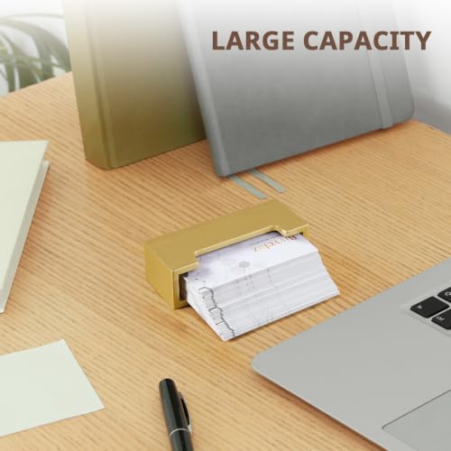 Bivvclaz Gold Business Card Holder Desk, Wood Business Card Organizer Desktop Business Card Display Stand for Office Tabletop Exhibition, Small Business Essentials - color: Gold