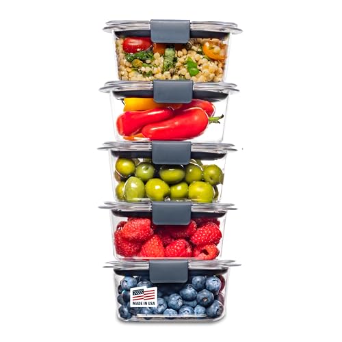 Rubbermaid Brilliance BPA-Free Food Storage Containers Multi Pack, 1.3 Cup Plastic Containers with Lids, 5 Pack, Leak Proof, Microwave & Dishwasher Safe - size: 1.3 cup (10-Piece)
