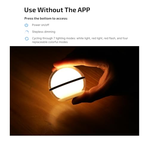 OLIGHT Sphere Smart Night Light, 75 lumens Stepless Dimming Table Lamp with Remotely APP Control, Magnetic Rechargeable RGB Ambient Lighting for Sleeping, Reading, and Relaxation