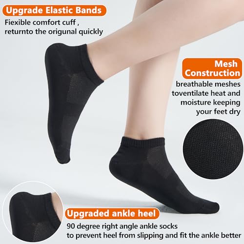ATBITER 12 Pairs Ankle Socks Womens/Men Thin Low Cut No Show Athletic Socks - color: 12 Pairs Black, size: Medium