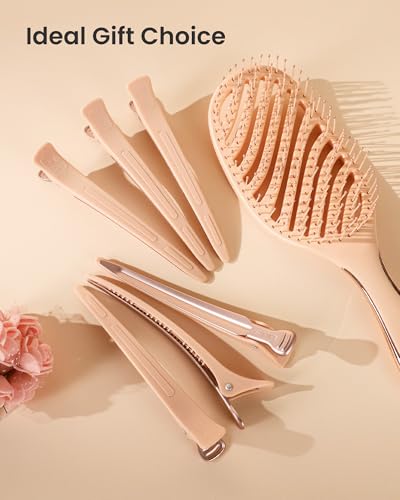 AIMIKE 4.8" Hair Clips for Styling, No-Crease Duckbill Clips - color: Porcelain Pink