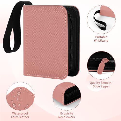 1 Pocket Card Binder with Zipper, 100 Pockets Mini Trading Card Album, Premium PU Leather Single Card Binder, Small Display Folder for TCG & Sports Cards-Pink - color: Pink