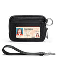 Wristlet Wallet for Women with Clear ID Window, Zip Coin Purse and Keychain - color: Black