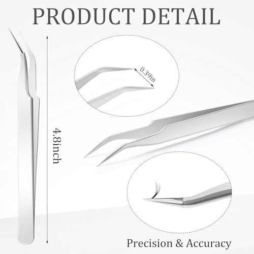 Honoson 9 Pcs Curved Pointed Craft Tweezers Precision Tweezer,Silver - color: Silver