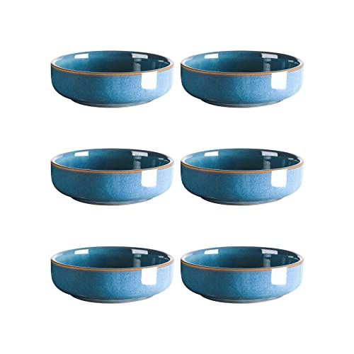 Selamica Ceramic 3.3 Inch Soy Sauce Dish Dipping Bowls Side Dishes Small Appetizer Pinch Bowls for Condiments, Sushi, Ketchup, BBQ-Set of 6(Ceylon Blue) - color: Ceylon Blue, size: 3.3 Inch, Set of 6