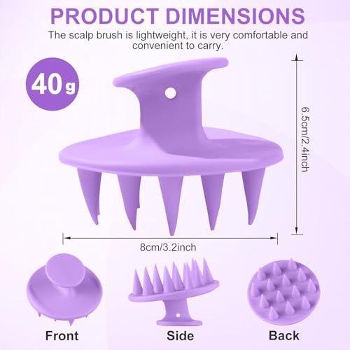 Hair Brushes with Scalp Massager Shampoo Brush, Silicone Hair Scrubber with Soft Bristles for Shower, Wet(Purple) - color: Purple