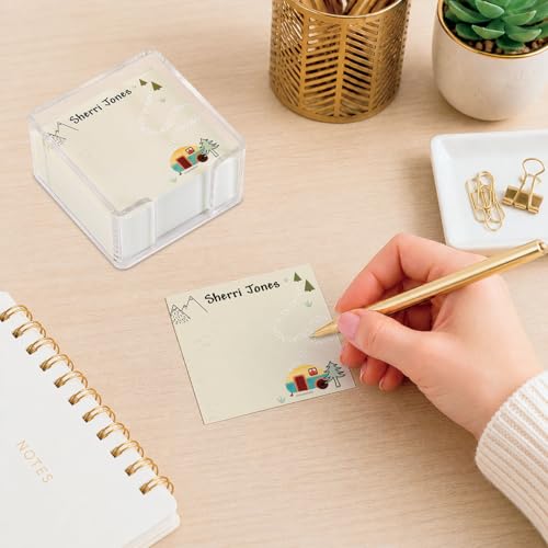 Current Camping Personalized Note Sheets in a Cube - 400, 3.38 x 3.38, Loose Sheets in 2.75" Tall Clear Acrylic Box - color: Camping