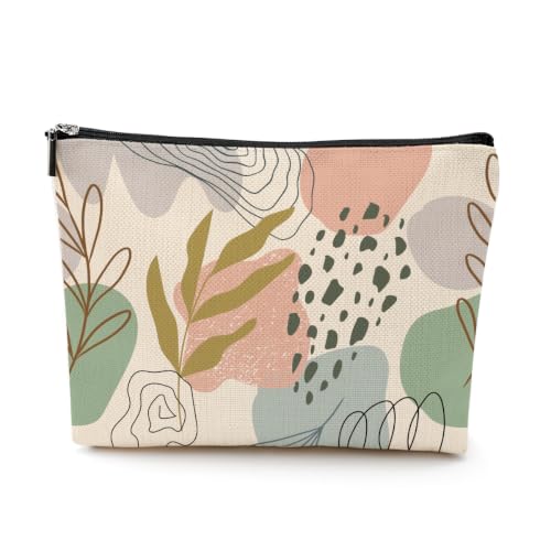 Boho Makeup Bag, Geometric Leaf Makeup Organizer Cosmetic Bags for Women - color: BohoLeaf02